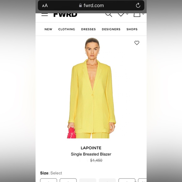 LAPOINTE NWOT silk blend yellow Single Breasted Blazer - Picture 2 of 16